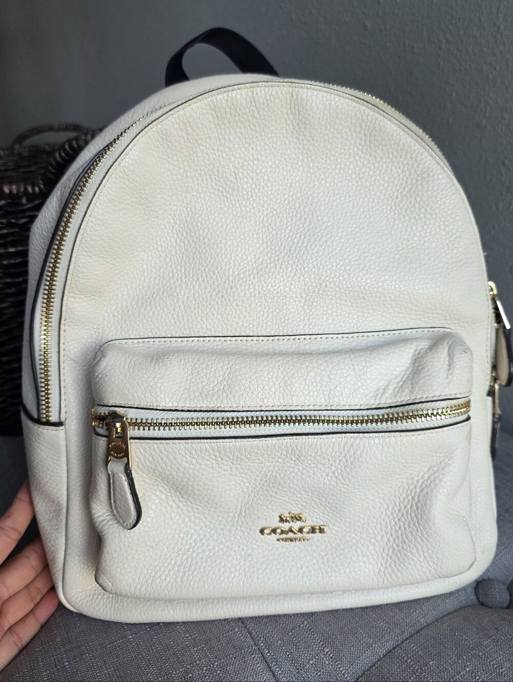 Coach Leather Mini Backpack in Cream